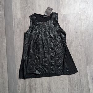 Olivaceous Shimmering Black Sleeveless Blouse